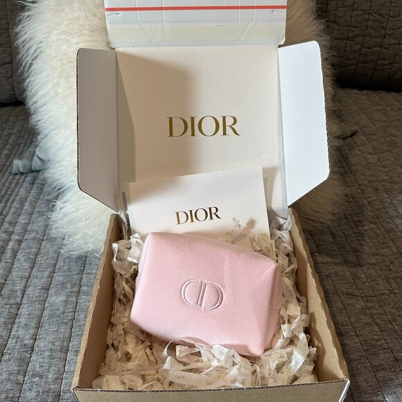 Dior Trousse Make up Pouch In Pink - Branded Shipping Box/Dior Paper Stuffing - Picture 1 of 5
